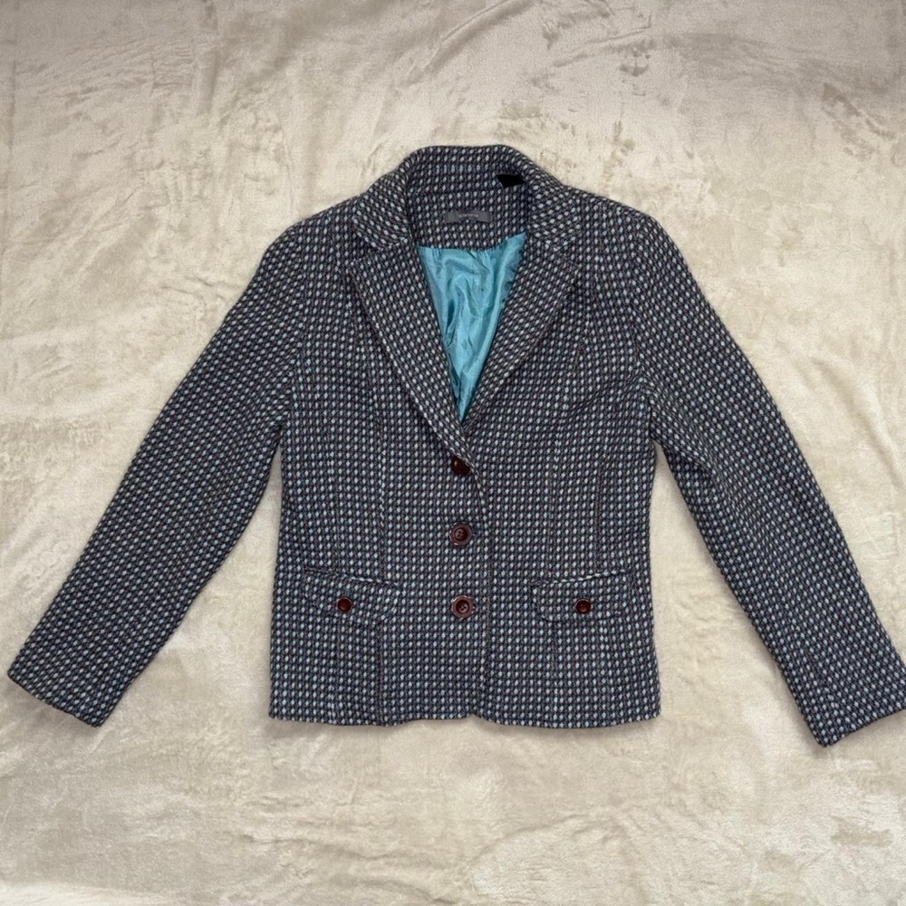 liz claiborne wool angora tweed blazer jacket - Picture 2 of 9